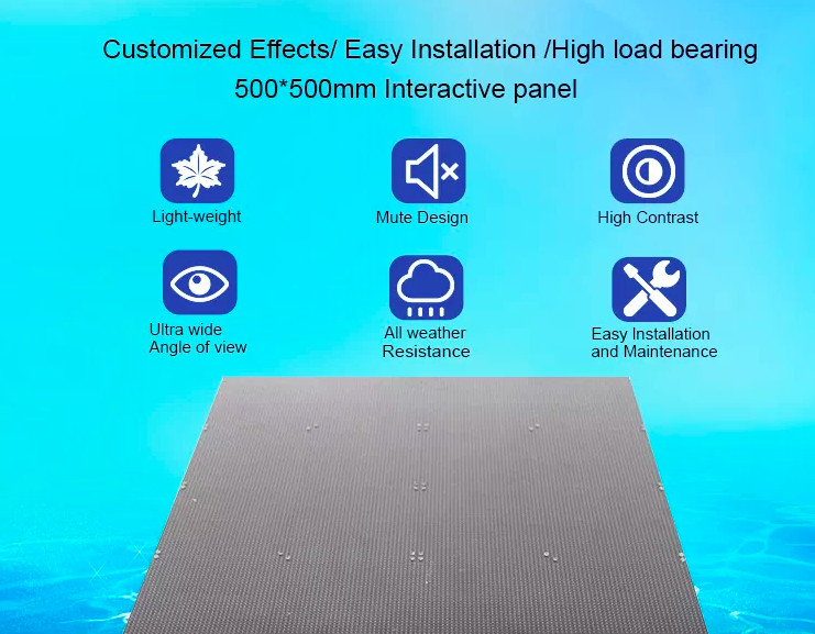 HD Interactive Lighted Floor Panels Led Display Tiles P3.9 Indoor Fixed Installation