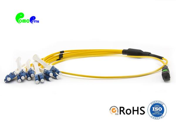 Single Mode Harnesss Breakout Patch Cable 12F MTP Female To 6 LC UPC Duplex LSZH