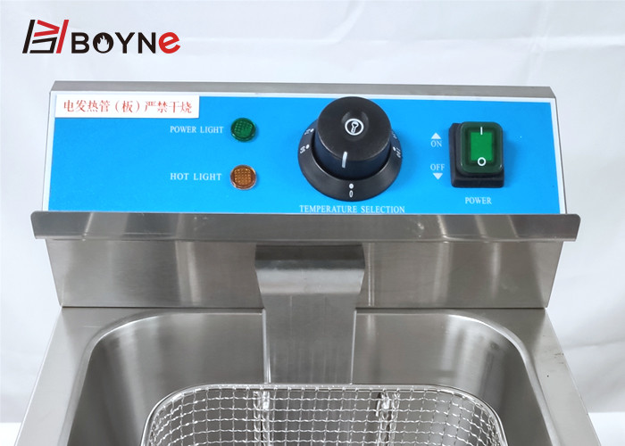 SS201 Commercial Kitchen Cooking Equipment 12 Liter 1 Tank Electric Deep Fryer