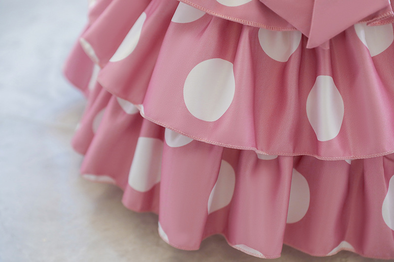7Y-8Y Kid Polka Dot Princess Birthday Dress 60% Cotton