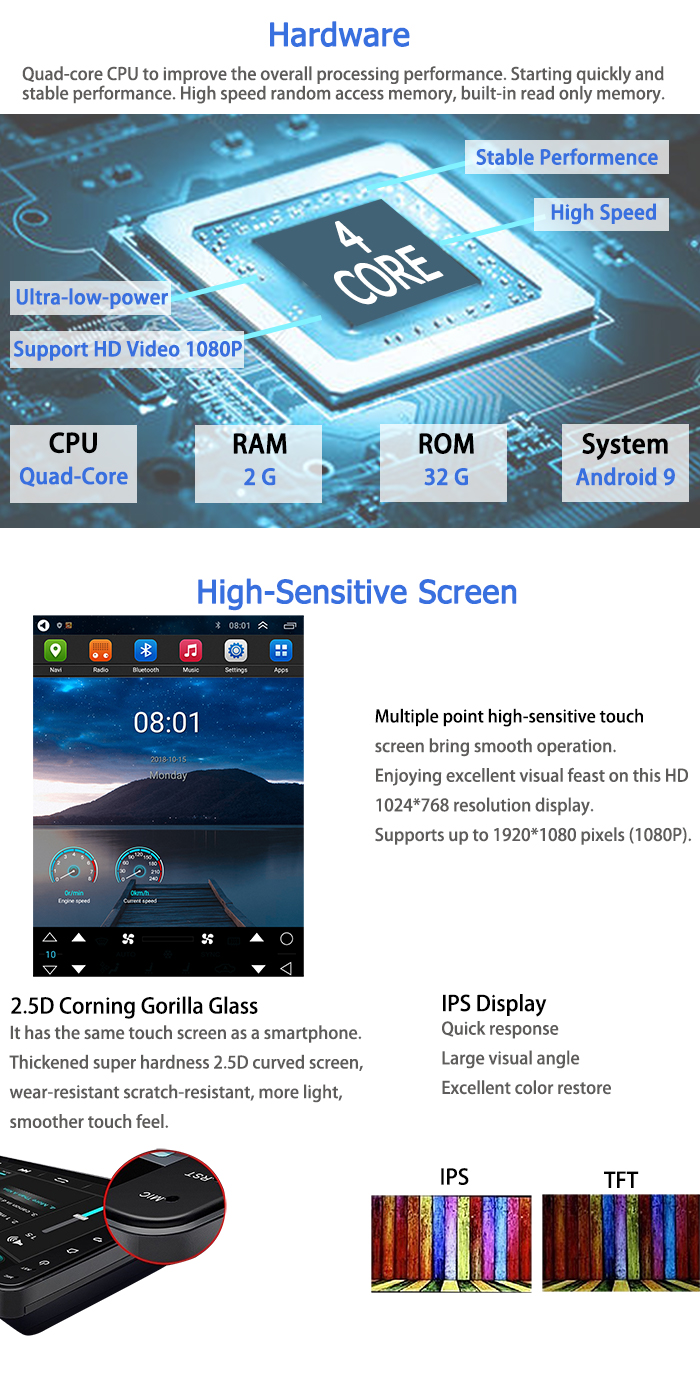 X-Trail MX6 2008-2012 Nissan Touch Screen Radio 2 Din 2G+32G 9.7 Inch HD