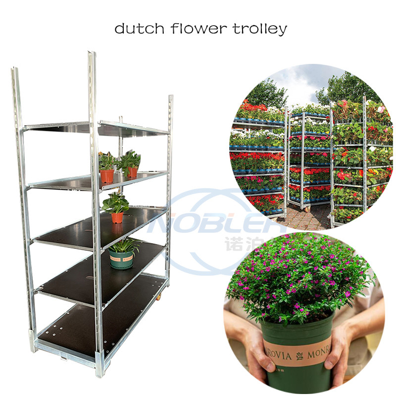 Greenhouse Dutch Danish Metal Trolley Cart For Flower Display Transport