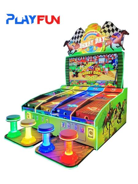 Playfun coin Operated Derby Day Horse Racing Carnival Game 4 Player Pinball