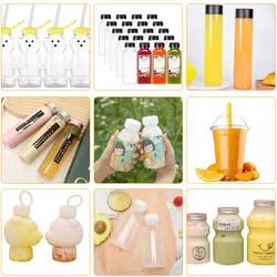 250ml 350ml Plastic Square Empty Clear Juice Bottles PET Beverage Bottles With