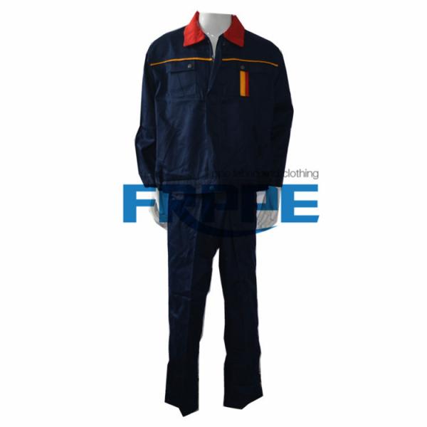 Navy Blue Red Cotton Fr Suit Jacket Pants Safety Protective Clothing / EN11612