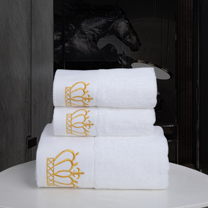 Hotel and Household Pure Cotton Towels with Custom Logo in White Color Scheme