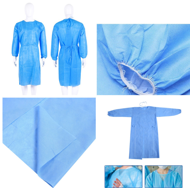 Elastic Cuff XL Disposable Plastic Gowns Operating Suit With Tie On