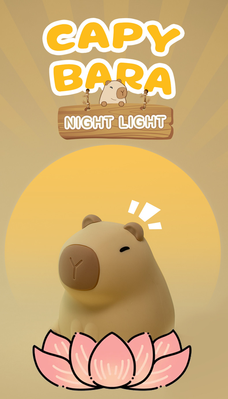 USB Rechargeable Dimming Capybara Night Lighting Silicone Night Lights Children's Bedroom Bedside Table Lamp