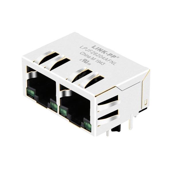 LPJF26204AFNL 10/100 Base-T 8p8c Tab Down Green/Green LED 1x2 Port Ethernet RJ45