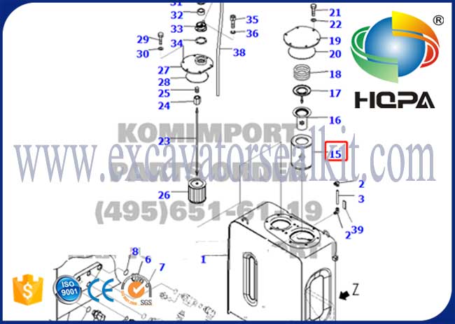 207-60-71182 Hydraulic Oil Filter Fitted in Hydraulic Tank Komatsu PC228US-3E0