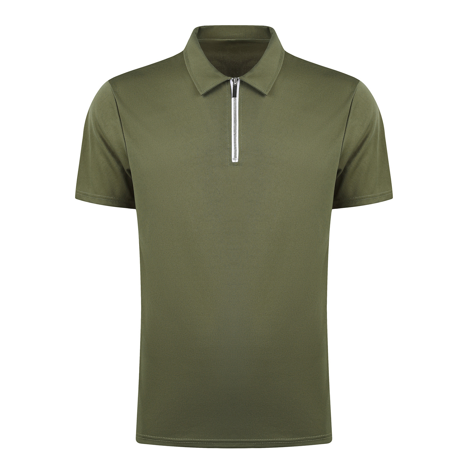 Customized Labels Men's Polo Shirt Breathable Polyester Spandex Zipper Short Sleeve Tops
