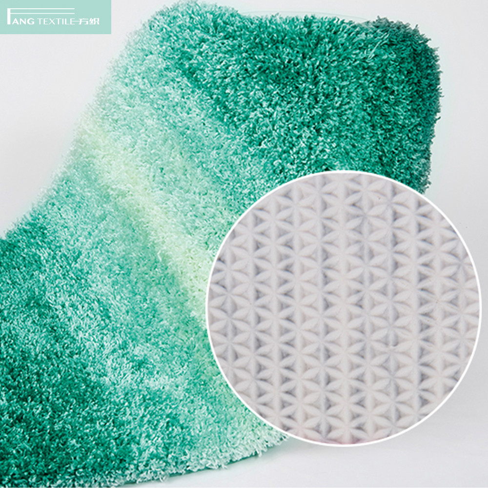 BSCI Shiny Green Shaggy Microfiber Tufted Bath Rug Runner