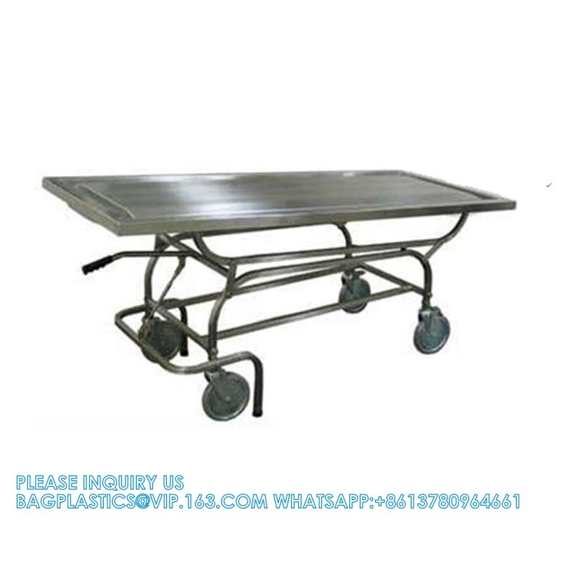 Custom Made Size 304 Stainless Steel Material Dead Body Transport Trolley Funeral Home Equipment
