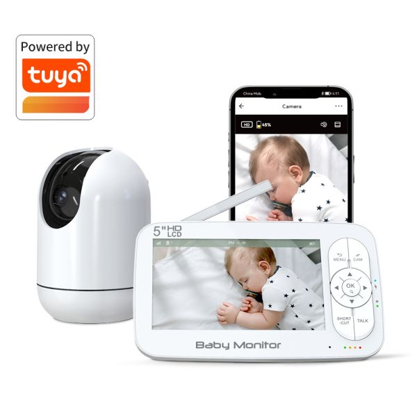 Quality 5 Inch Wifi 2.4Ghz Wireless Baby Monitor For Car With Tuya App Remote Control for sale