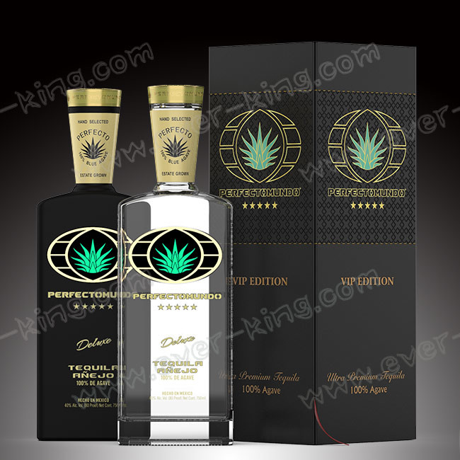 SGS Approval Clear Rectangular Shape Tequila Glass Bottle