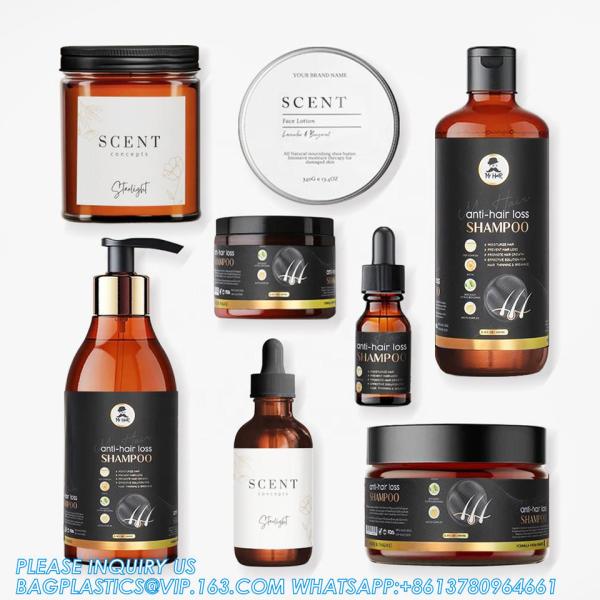 Waterproof Cosmetic Bottle Makeup Product Jar Labels Sticker, Customized Logo