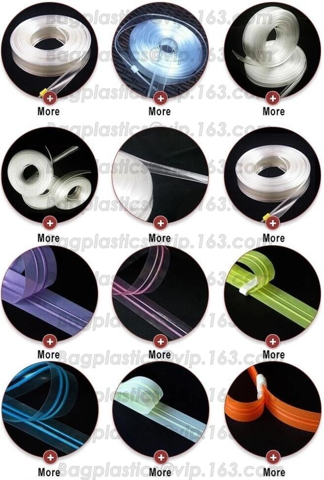 PP/PE Colorful Flange zipper with slider for document pouch, colorful press-lock zipper for pet dog food bag, EVA zipper