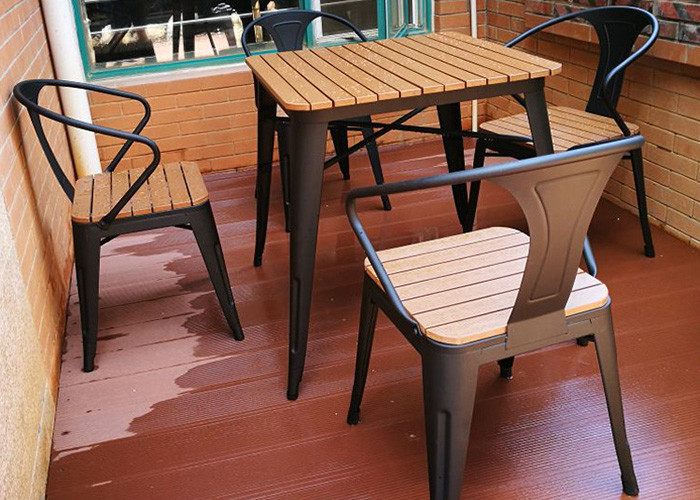Simple Modern Solid Wooden Outdoor Furniture Balcony Table Chair Set For Leisure Cafe Bar
