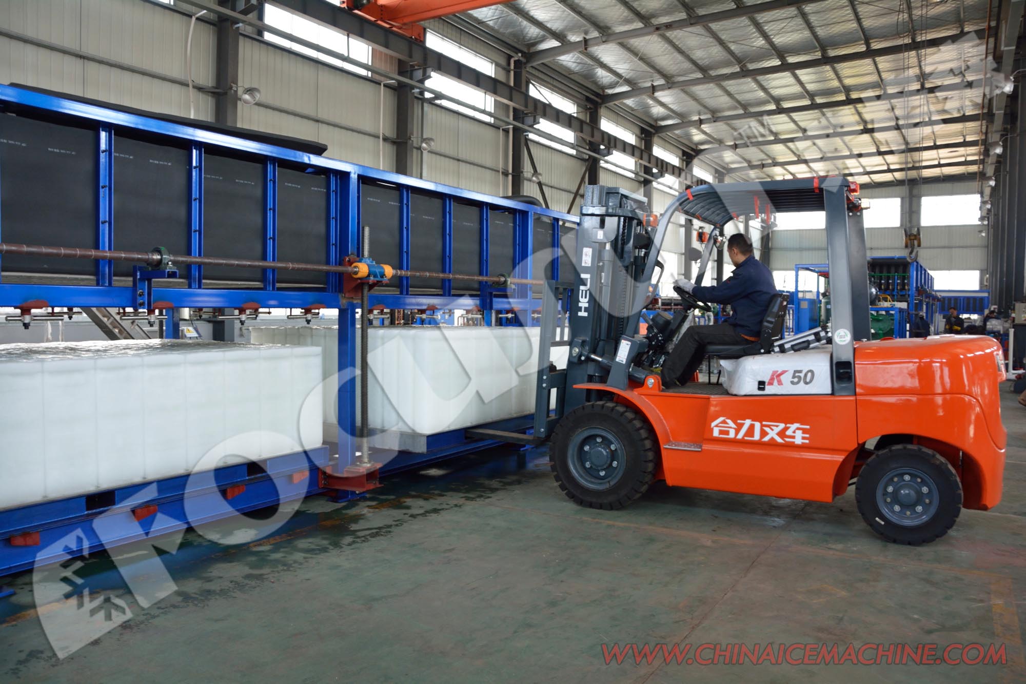 Blue NIZA Paint 90KW Industrial Block Ice Maker Machine CE Certificate