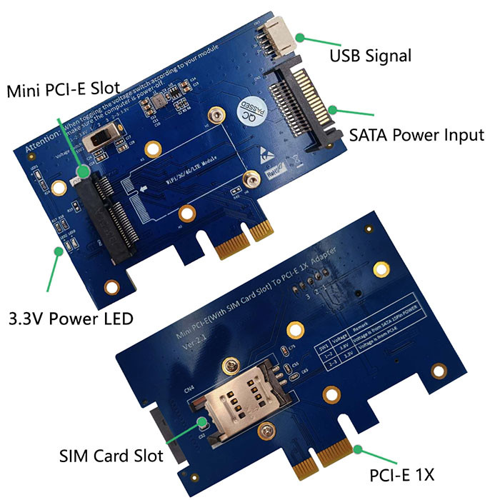 3OZ WWLAN PCIE PCI Express Adapter 3G CDMA PCIE 1x Adapter