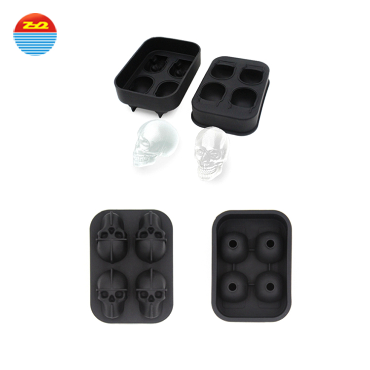 Large easy release skull shaped custom personalized silicone ice cube tray mold ice cream chill mold