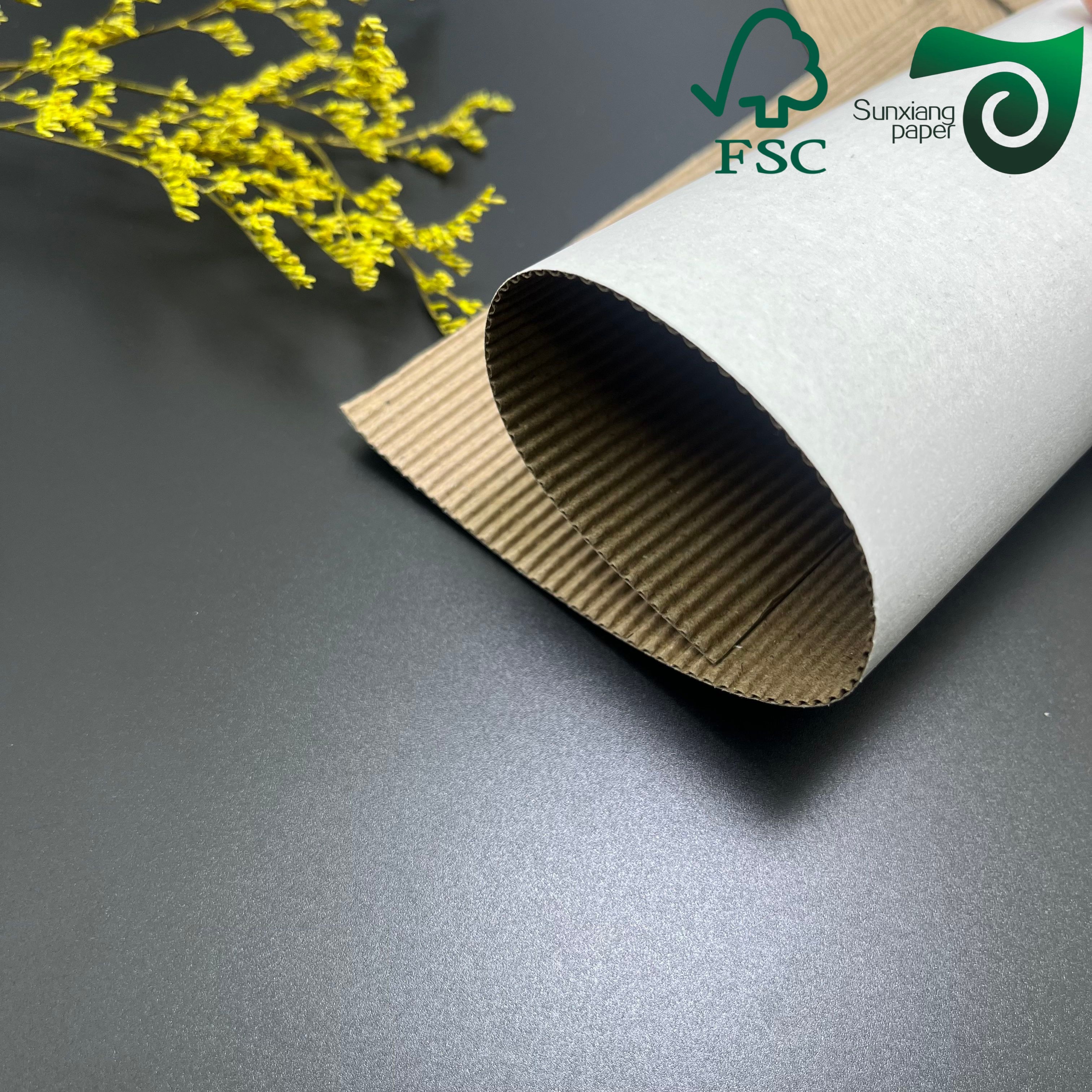 60gsm 70gsm 70cm 100cm FSC Brown Single Sided Coated Ribbed Kraft Paper For Food Wrap Bags