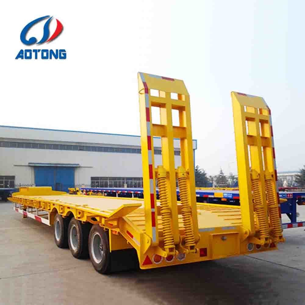 Aotong's 45-80tons 2/3/4 Axles Low Bed Semi-Trailer for Digger Durable Steel Material