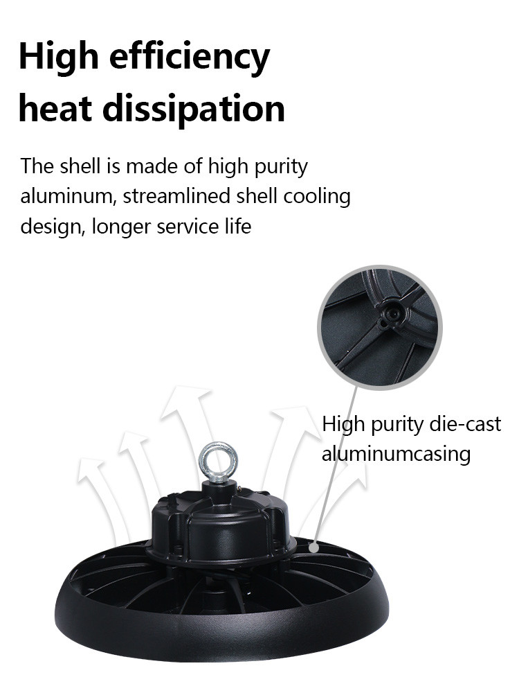 High Bay LED Light Factory Price 160lm/w LED Workshop IP65 Power Adjustable UFO LED High Bay Light