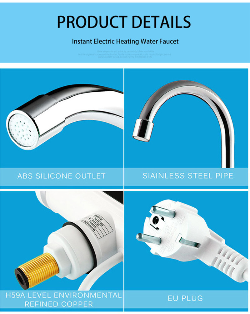 Kitchen Use 3000W Electric Hot Water Tap IPX4 With Touch Sensor
