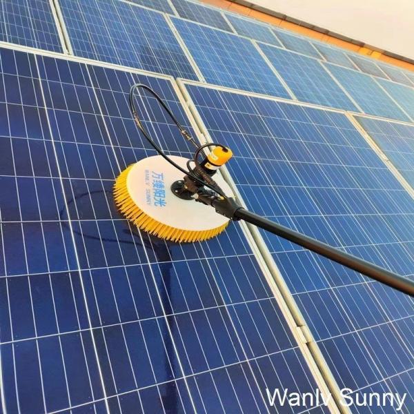 Solar Cleaning Brush with Micro-Gear Rotary Technology and Telescopic Water Fed