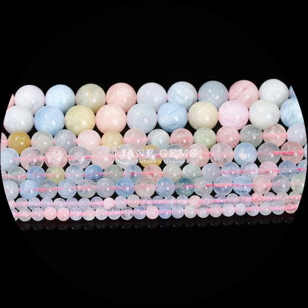 Colorful Round Gemstone Beads Garnet Morganite For Jewelry Making DIY Bracelets