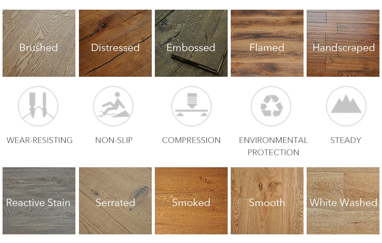 Modern Design Style Wire Brushed Oak Engineered Wooden Flooring with Free Sample