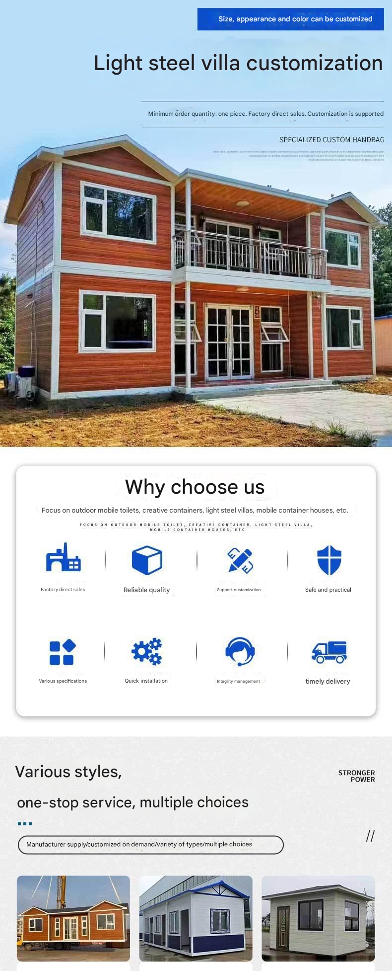 Villa Prefabricated Building Activity Room Mobile Villa Design Scheme with Steel Structure