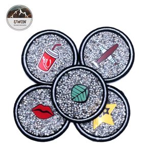 Round Embroidered Applique Patches , Beautiful Custom Brand Patches