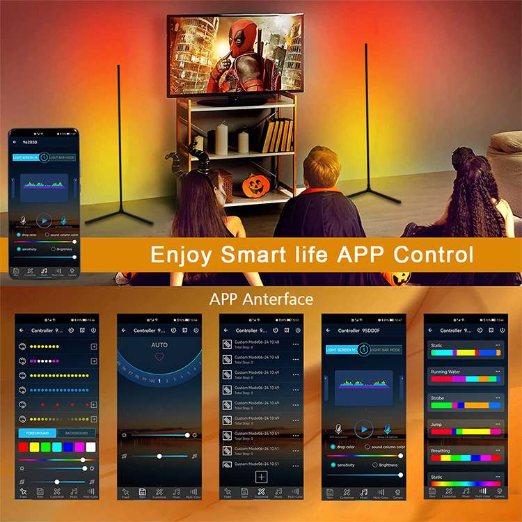 Custom Atmosphere Wifi App and Remote Control LED Floor Lamp for Smart Home Bedroom