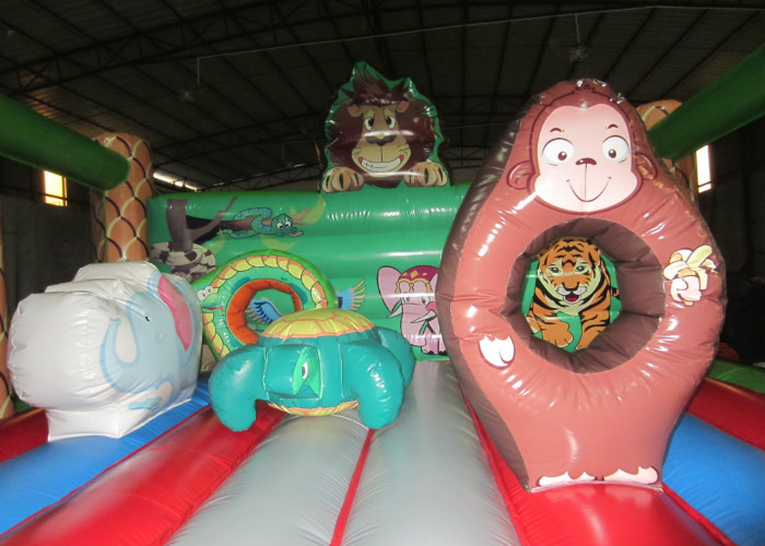 Square shape inflatable forest jump PVC inflatable bouncy beautiful printing inflatable bouncer house for sale