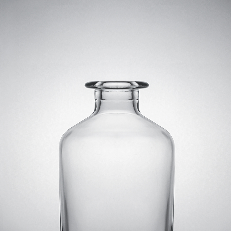 Customized Logo Glass Collar Wholesales Short Neck Gin Rum Brandy Whisky Liquor Bottle with Cork