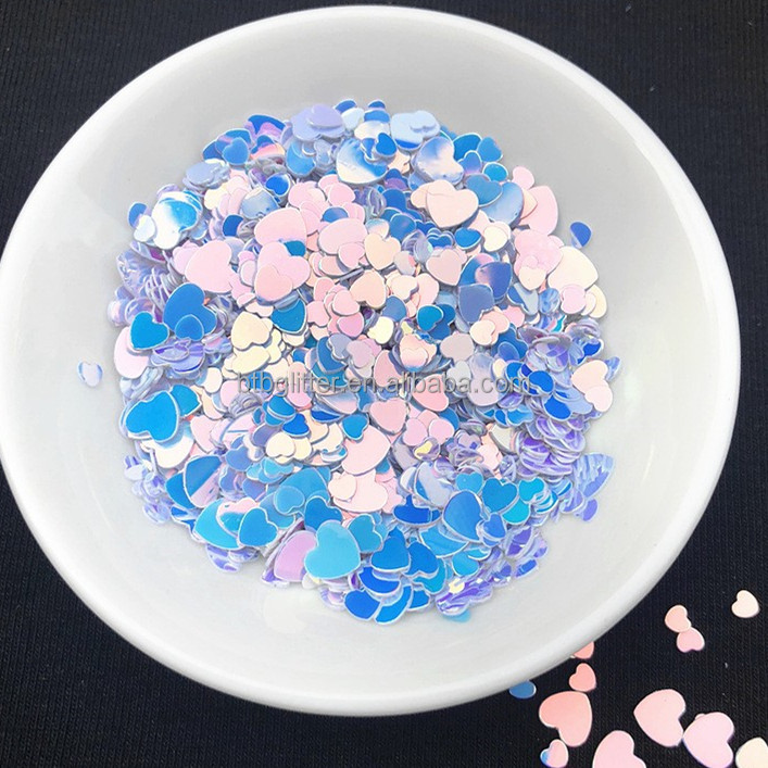 PVC Custom Heart Shape Nail Glitter Sequins Transparent Glitter for Other Holiday Supplies
