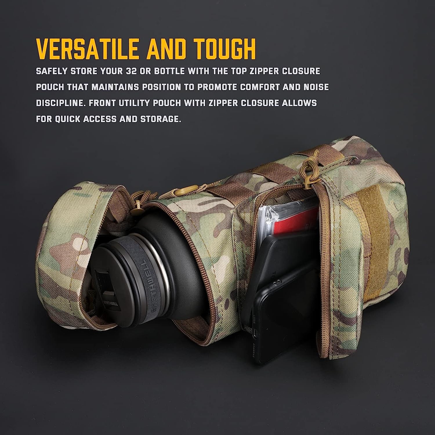 Tactical Molle Water Pouch, Tactical Bottle Holder Military Water Bottle Bag Hydration Carrier H20 Pouch Kettle Pouch