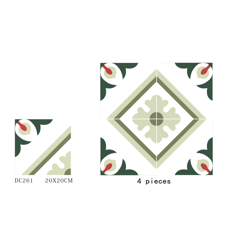 Green And Red 20x20cm Interior Floor Tiles And Non-Slip Ceramic Rustic Tile For Dining Room