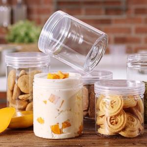  400ml 500ml Candy Cookie Empty Pet Plastic Food Container Jar With Alu Lids Manufactures