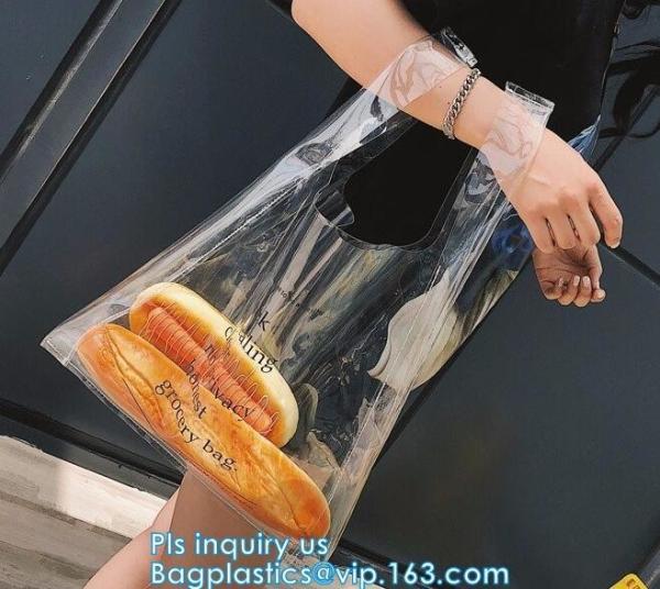 Beach Tote Bag Transparent PVC Tote Bag For Beach Shopping, Hologram lady handle