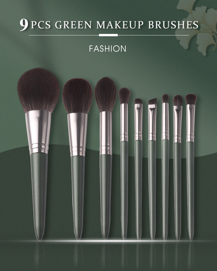 9PCS Cosmetic Makeup Brushes Kit Goat Pony hair Foundation Powder Blush