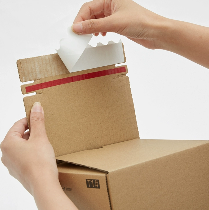 China Custom Tear Strip Corrugated Mailer Boxes Easy Open Kraft Packaging For E Commerce on sale