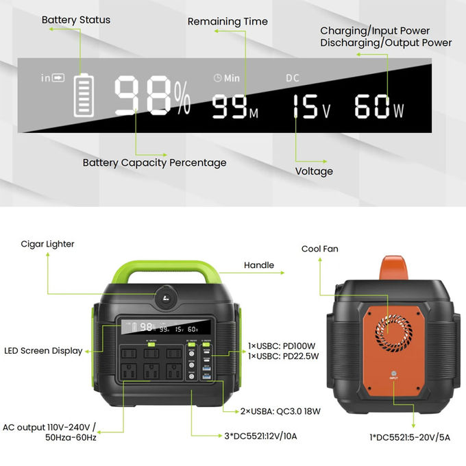 Simple Multifunctional Portable Camping Power Station 600W Lifepo4 Battery 4