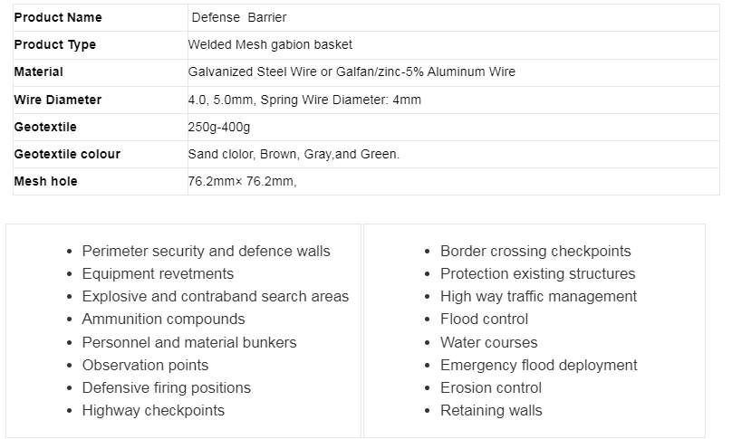 Defense protective barrier Professional Manufacturer Defensive Barrier Beige & Green Color Explosion Proof Defensive Wal