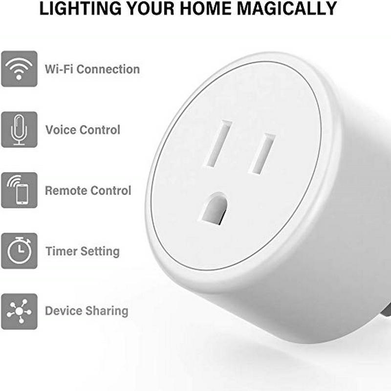 Smart Socket US Wifi Plug with Surge Protector, Voice Control Smart outlet Work with Alexa Google Home Tuya APP