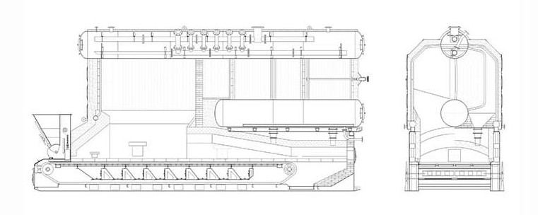Chain Grate Coal Fired Hot Water Boiler Automatical Feeding Bilateral Ventilation Drainage