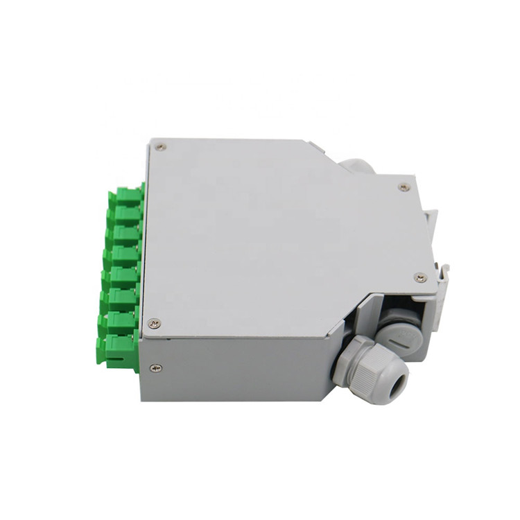8 Fibers Sc/Apc Fiber Optic Din Rail Terminal Box Grey Cold Rolled Steel