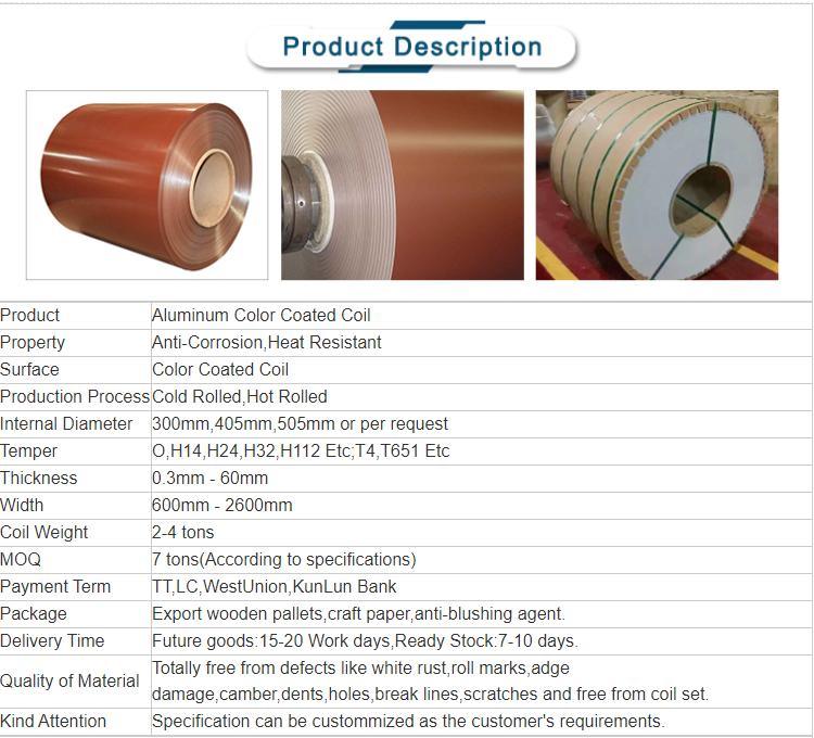 Colored Aluminum Rolls 3003 3005 Colour Coated Aluminum Coil